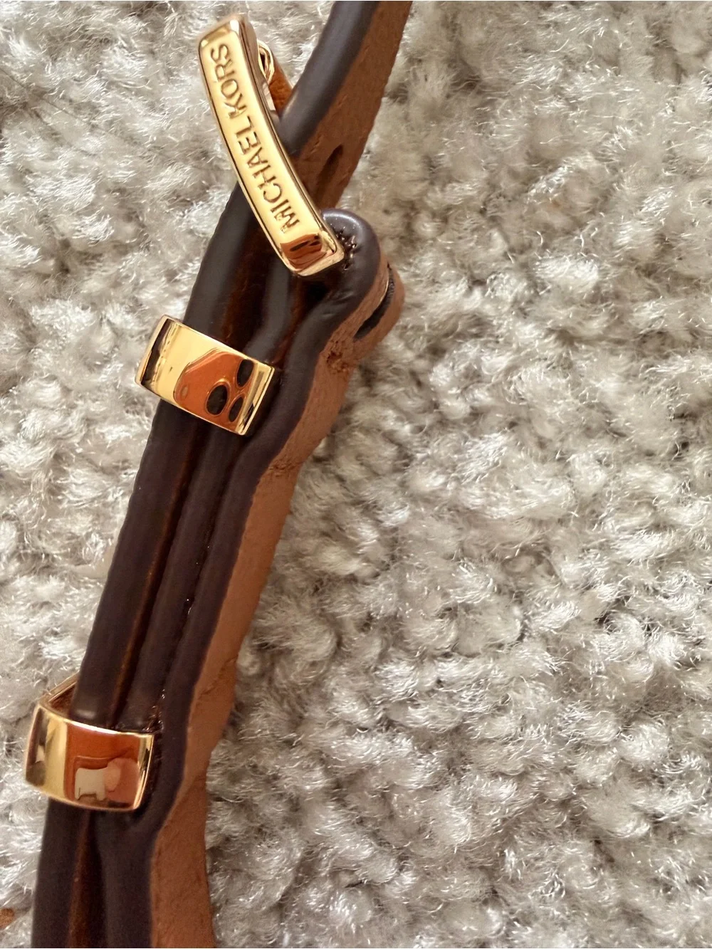 Michael Kors Brown Leather Crossbody Strap with Gold Hardware
